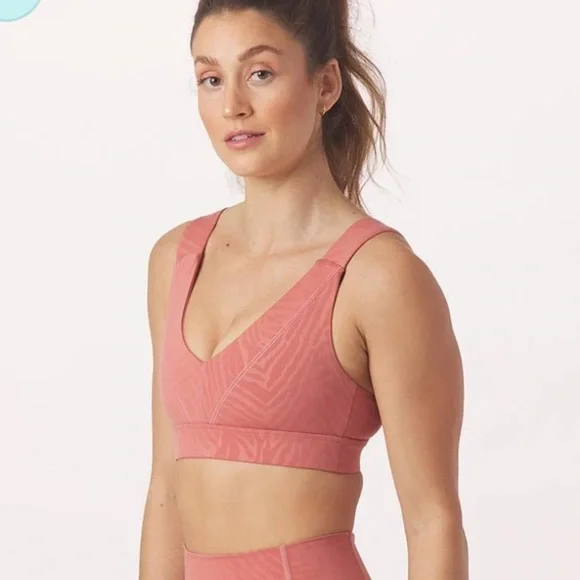 Glyder | Mauve Pink Clay Zebra Gloss Tide Sports Bra New - Picture 3 of 7